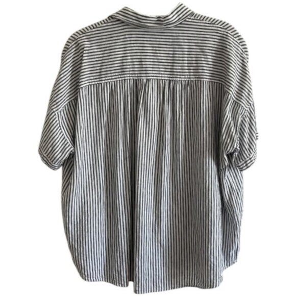 Splendid black and white striped short sleeve button down shirt size S - Picture 3 of 4